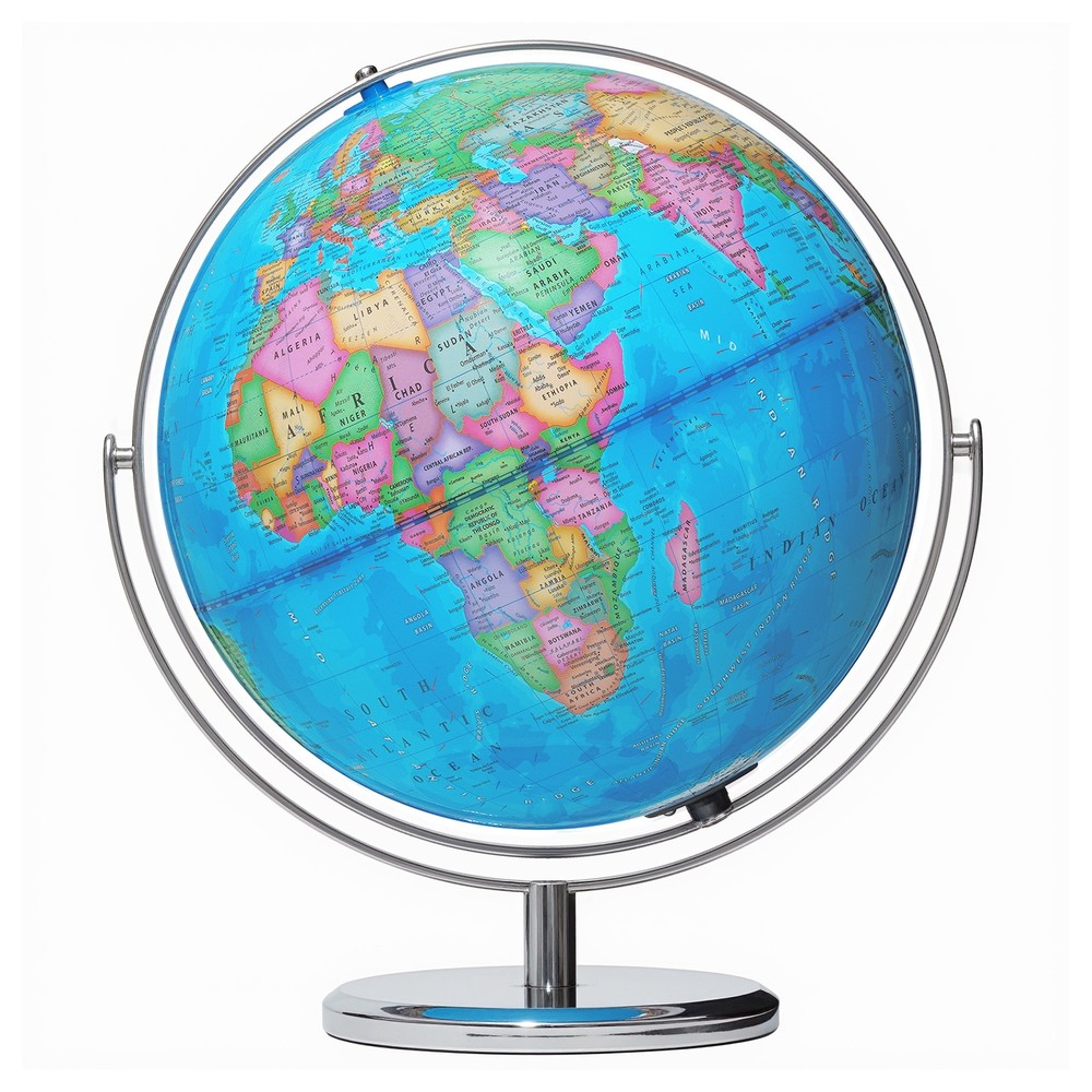 13" Illuminated Globe Map 720° Rotation with Touch Switch 3 LED Lighting Modes