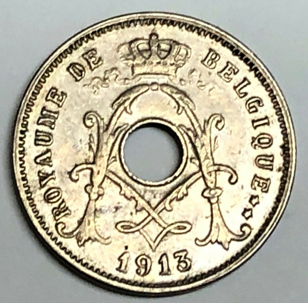# C5544    BELGIUM   COIN,     FIVE  CENTIMES    1913