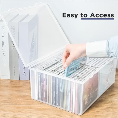 Plastic CD Storage Box, Store 40+ CDs, Clear DVD Storage Case