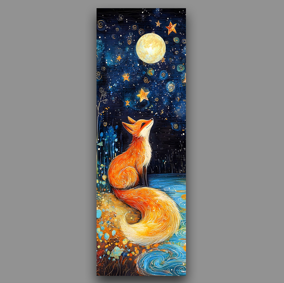 Whimsical Bookmark - Starry Night Fox Themed Gift For Book Readers, Laminated