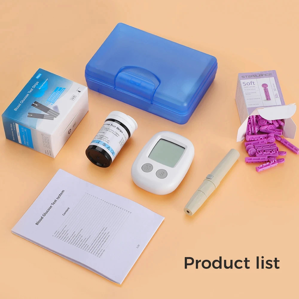 Diabetes Testing Kit - Glucose Meter with 50pc Test Strips & Lancets Glucometer