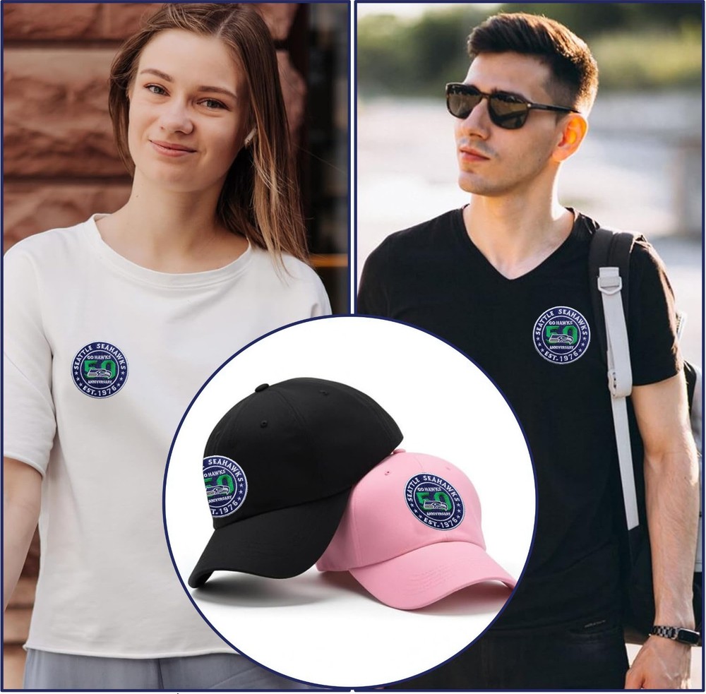 Seahawks 50th Anniversary Logo Iron On Patch - Sew Patch - Embroidered Patch