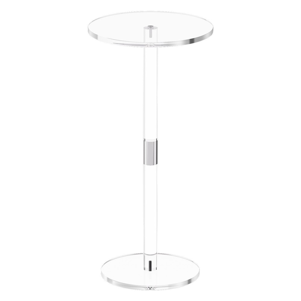Acrylic Drink Table, Clear End Table Round Top with Solid Post, Modern Acrylic C