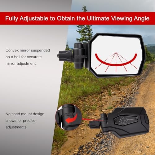 Pivot Folding UTV Mirror Kit w/A-pillar Mounts Compatible with Textron