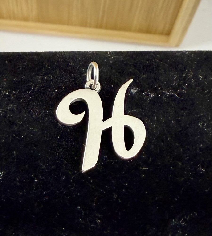 JAMES AVERY Sterling Silver Cursive Script Initial Letter H Charm Pendant LARGE