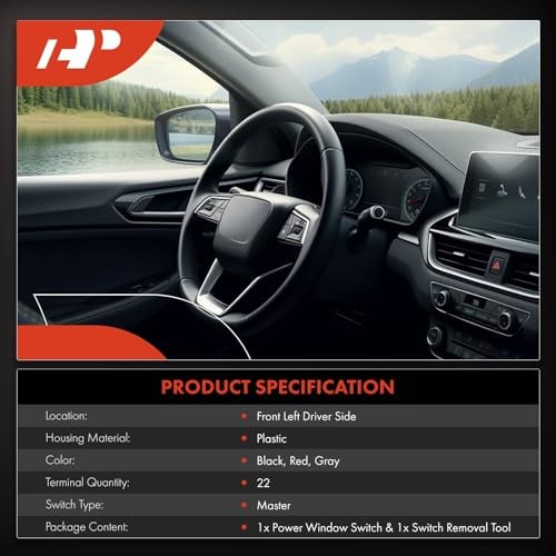 Master Power Window Switch Compatible with Honda Fit 2009-2014, Front Left