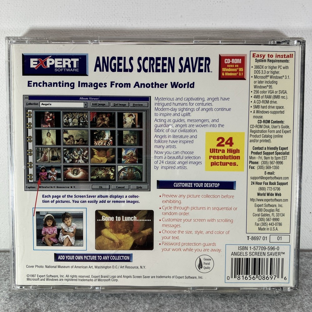 Expert Software - Angels Screen Saver CD 1997 Windows 95 Software Mint Disc