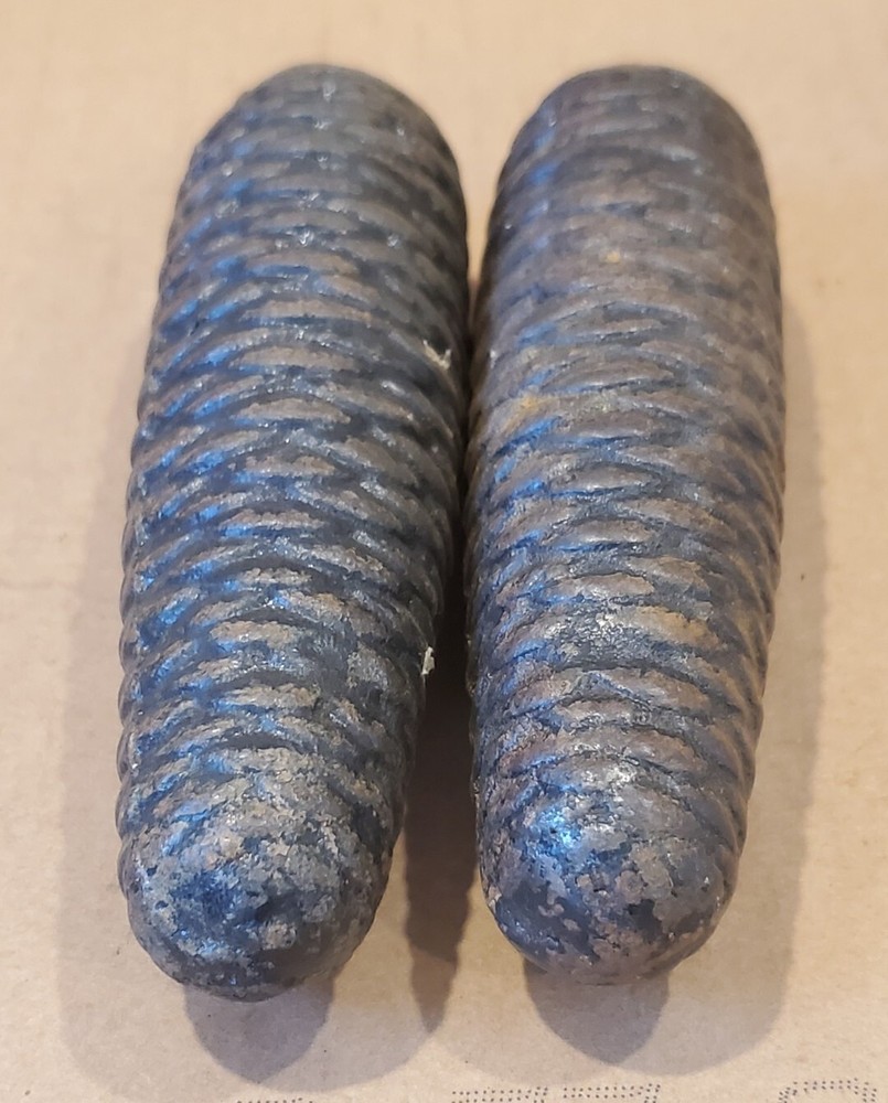 2 Used Large Pine Cone Shape Cuckoo Clock Weights, Cast Iron ? Clock Part