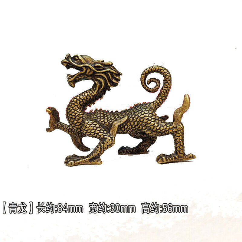 A+ Chinese Old Vintage Solid Brass Handwork Collectible Dragon Ornament Statue
