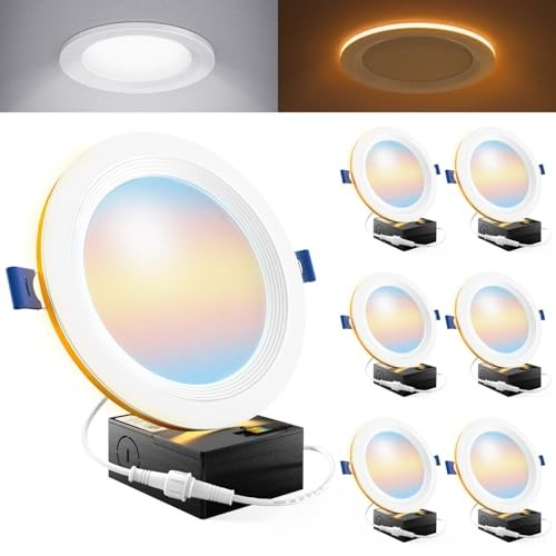Sunco 6 Pack 6 Inch LED Recessed Light with Night Light, Flush Mount Ceiling