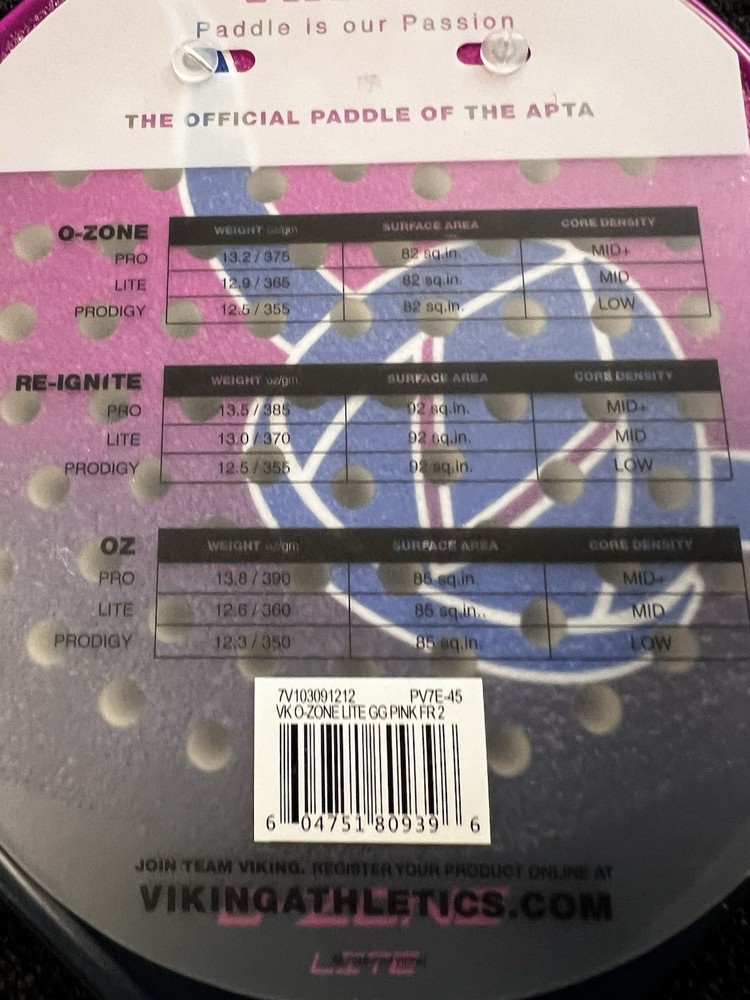 New Viking Ozone Lite Platform TennisPaddle, grip size 2