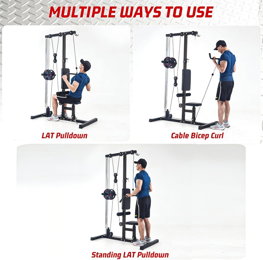 Home Gym LAT Pulldown Machine Row Cable Machine Tower Leg Hold Down 400LBS Back