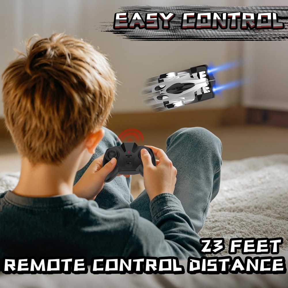 FirYawee Wall Climbing Remote Control Car, 360° Rotating RC Silver&black