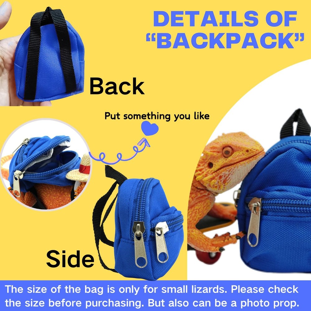 3 Pack Bearded Dragons Lizard Backpack Adjustable Hat and Mini Skateboard Fit...