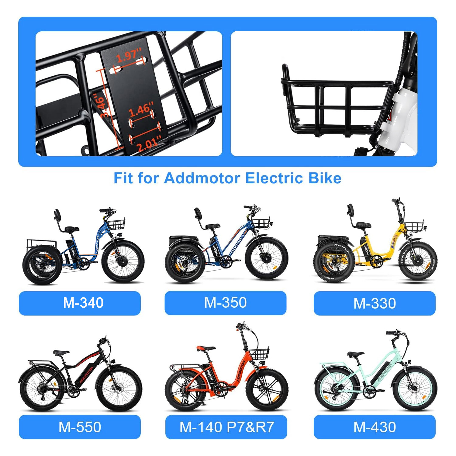 Electric Bike Metal Front Basket Small for Motan M-330/M-81/M-430/M-550