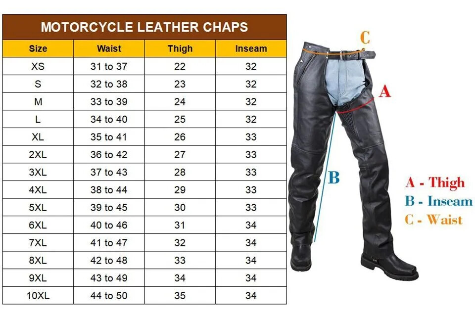 Premium Men's Distressed Brown Genuine Leather Biker Soft Mesh Lining Chaps