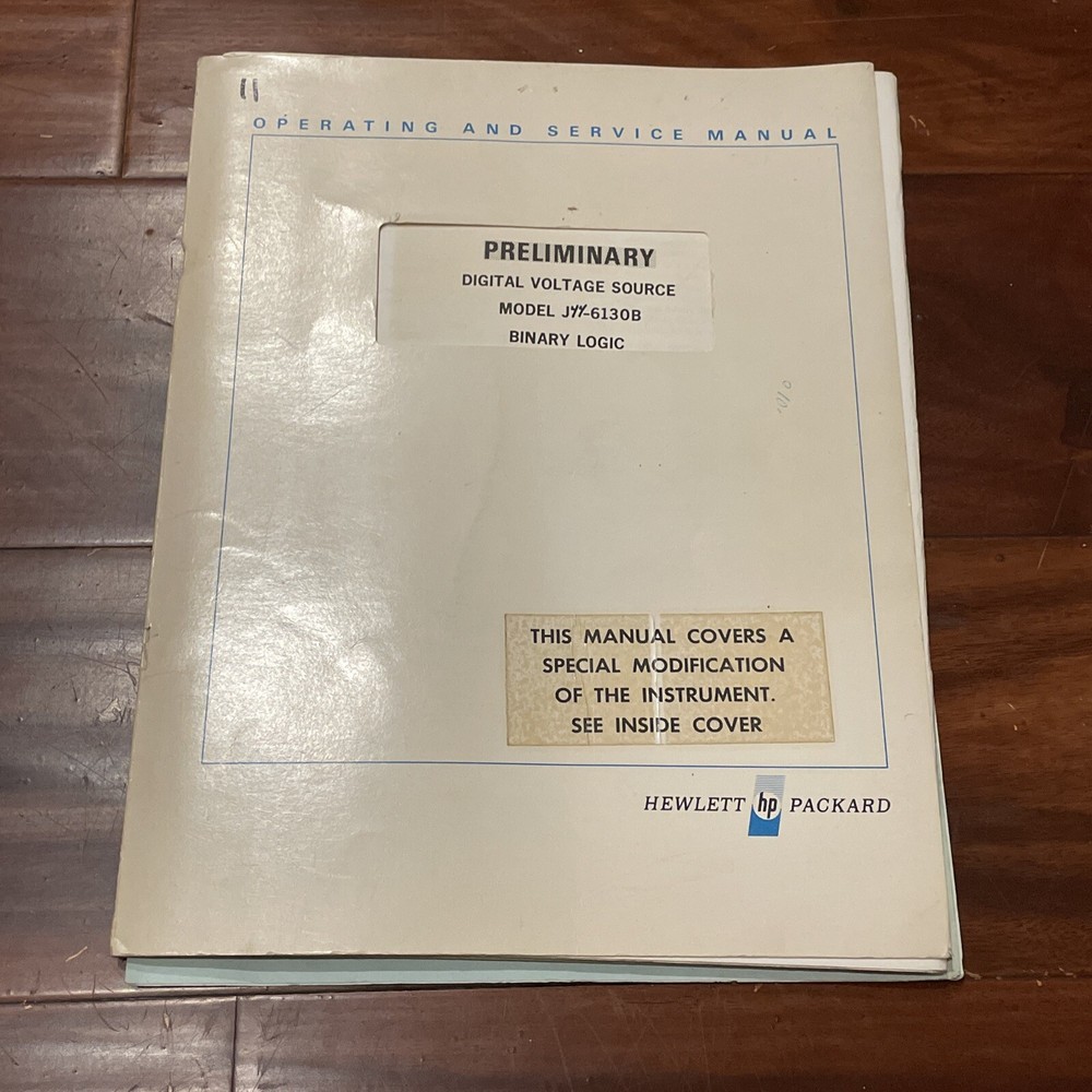 HP J44-6130B Digital Voltage Source Binary Logic Operating Manual 06130-90003