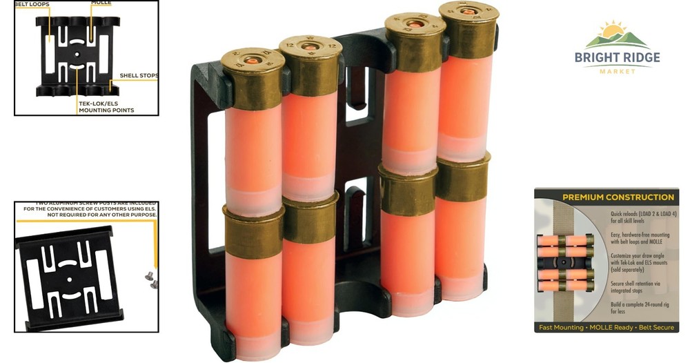Lightweight Shotgun Shell Caddy with Integrated Shell Stops for Secure Storage