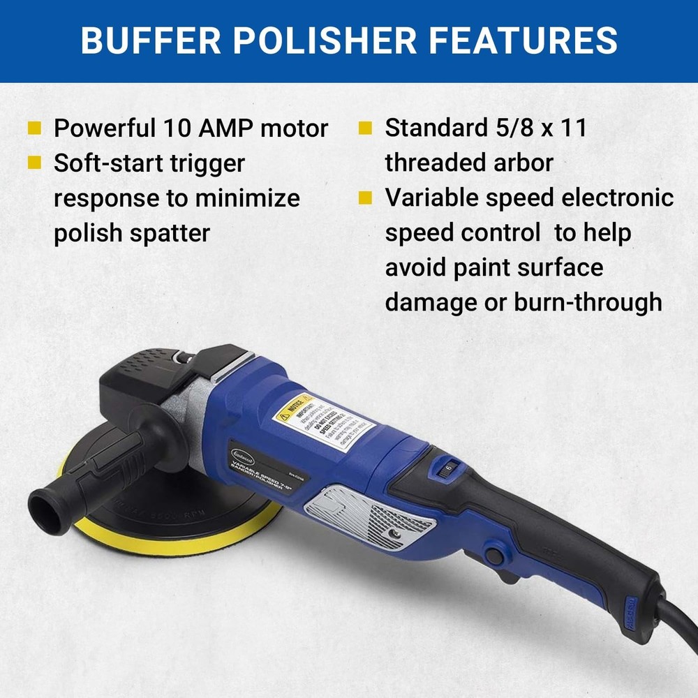 Variable Speed 7-9" Buffer Polisher 10 AMP Motor with Brushes D handle