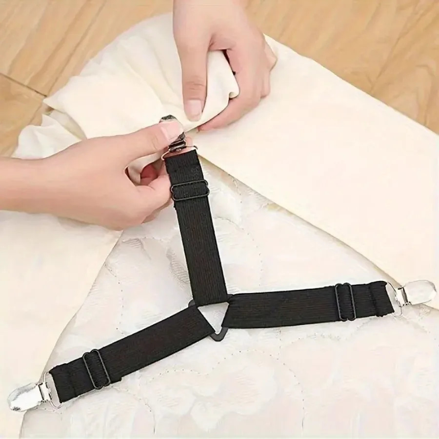 4PCS Bed Sheet Clips Anti Slip Adjustable Straps for Sheets Tablecloth