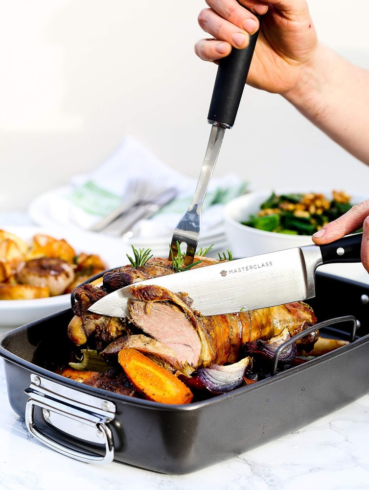 MasterClass Chef Knife with EdgeKeeper Knife Sharpener Sheath, Stainless Stee...