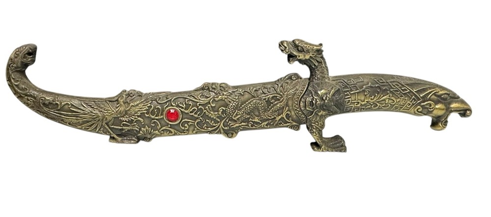 decorative dagger knife with red stone