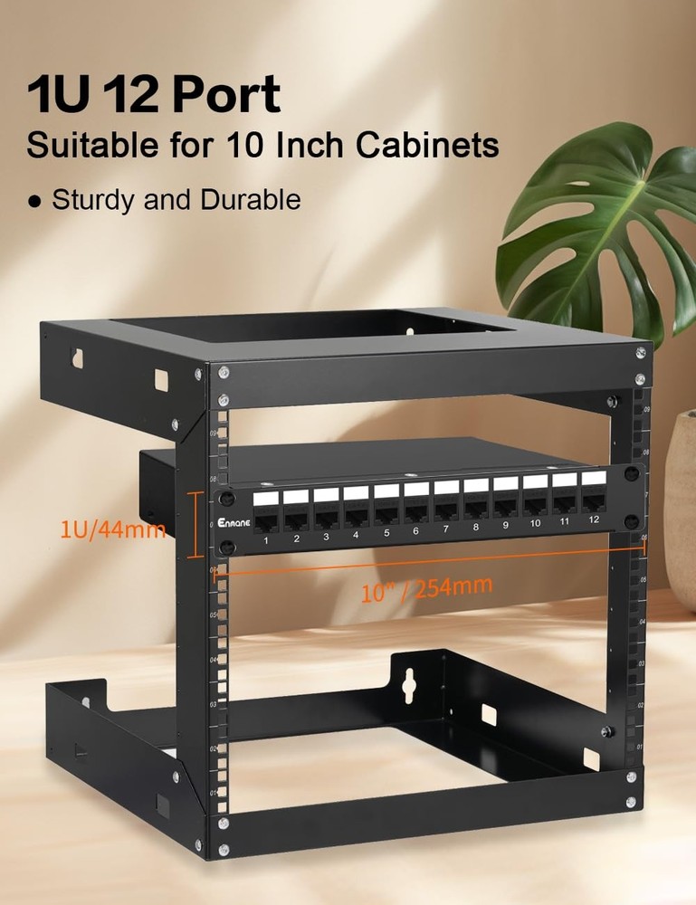12 Port Keystone Patch Panel CAT6 Rackmount 1U 10 Inch Network Cable Manager