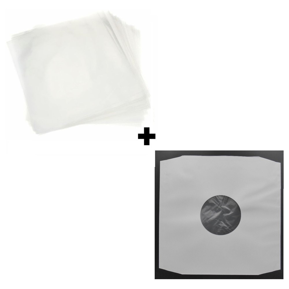12 Inch Record Outer + Inner Sleeves Bundle: 250g Poly Outers, Poly Lined Inners