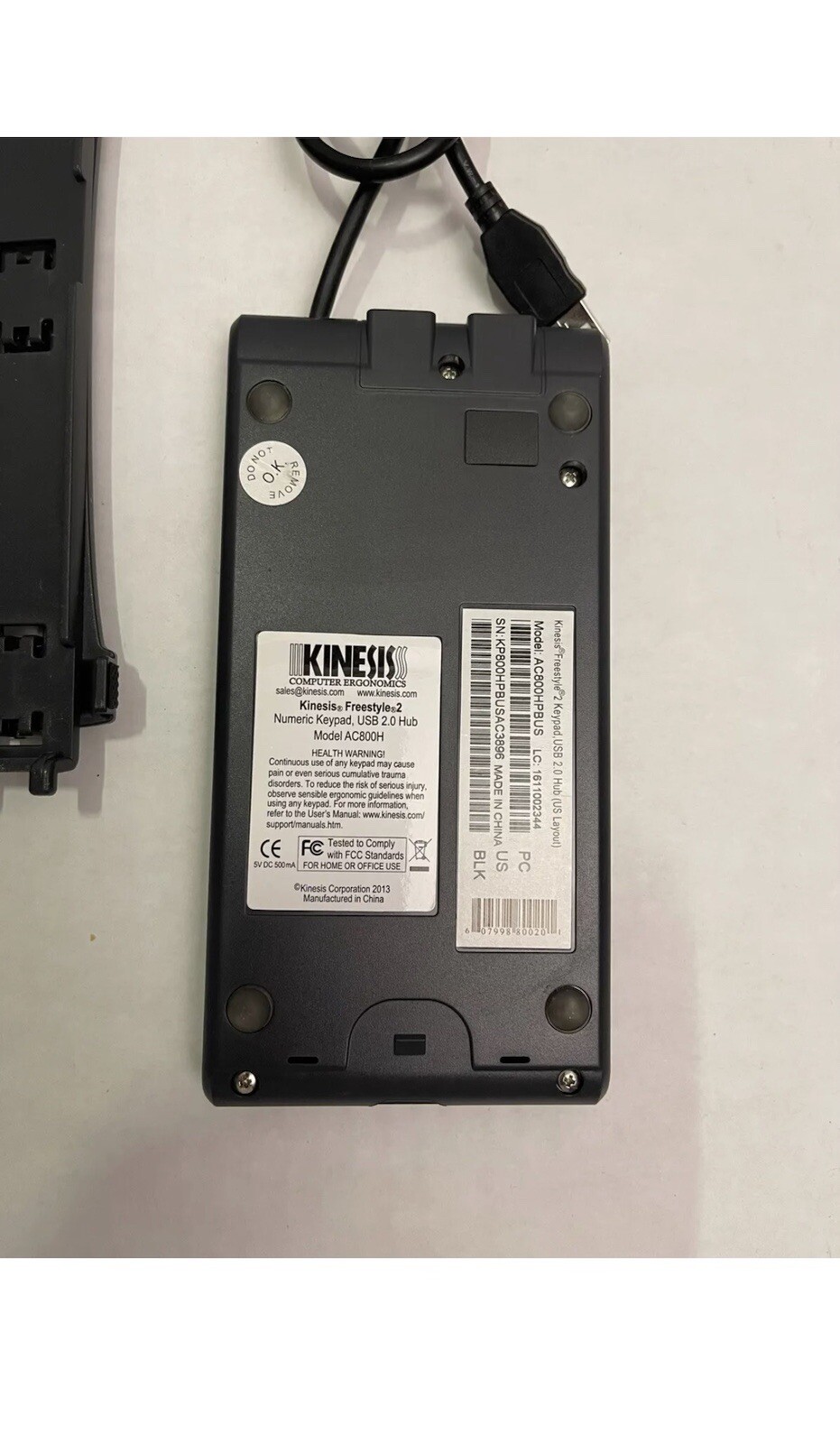 Kinesis Freestyle 2 Ergonomic Split Keyboard KB800, Lifters & Number Keypad