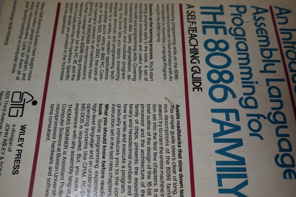 Introduction to Assembly Language Programming for 8086 Family Skinner 1985 Book