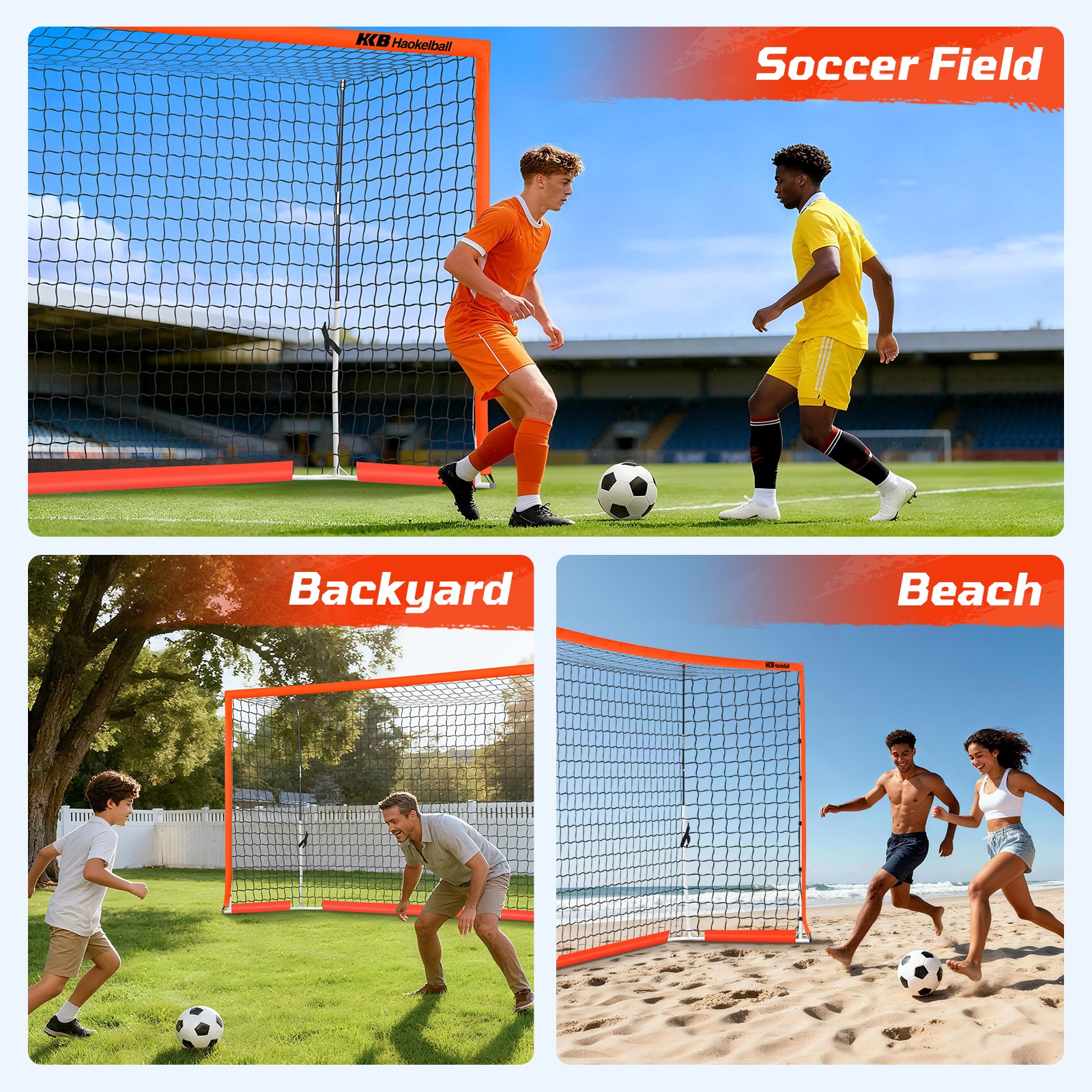 Portable Soccer Net 12x6ft Soccer Goal for Backyard Steel Frame with Net, Ladder