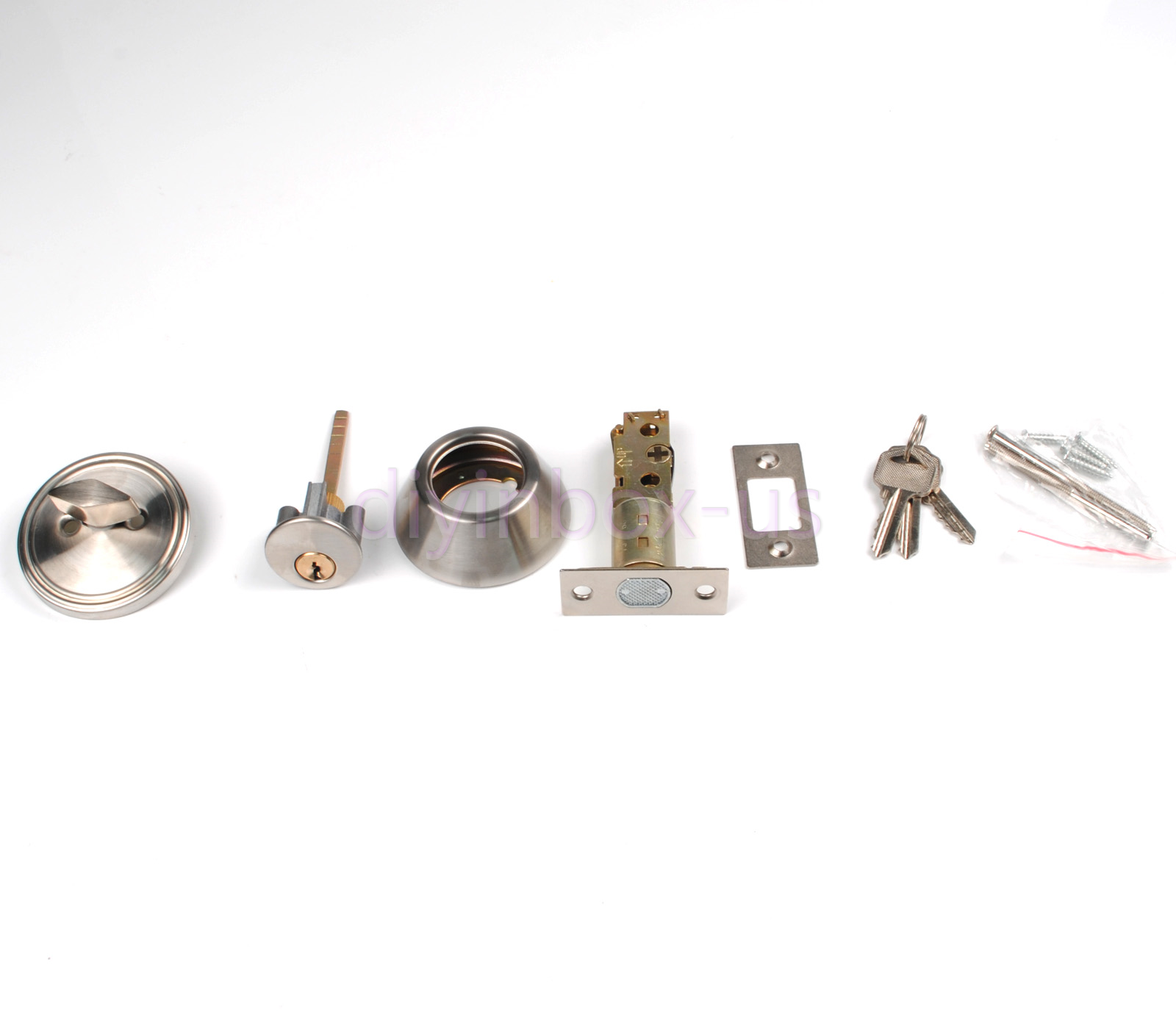 Top New 3 keys Silver Cylinder Deadbolt Door Lock Security Home Entry Handle Set