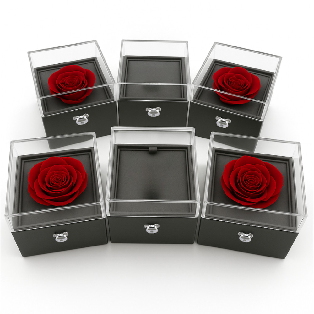 Amore Box - Red Rose Jewelry Gift Box - 6 Pack Bundle (Box Only)