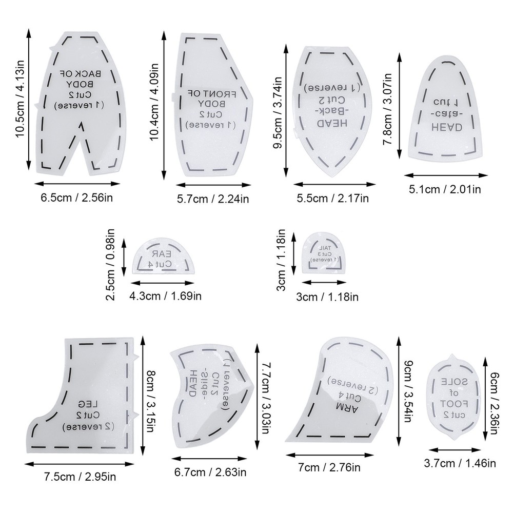 Memory Bear Template Ruler Set Acrylic Memory Bear Sewing Pattern Template Ruler