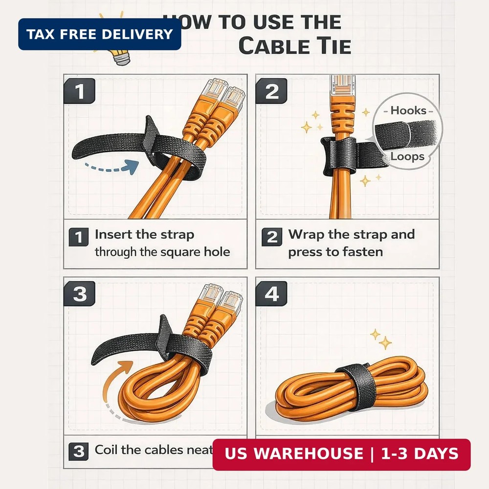 130 PCS 6 Inch Reusable Cable Ties Adjustable Cord Straps, Hook & Loop Wire Orga