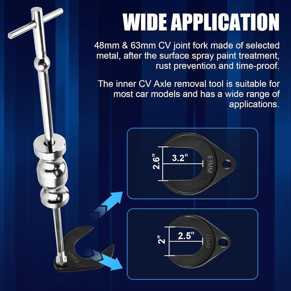 Clatoon Inner CV Axle Puller Tool with 5/8"-18 Slide Hammer, Slide Hammer Puller