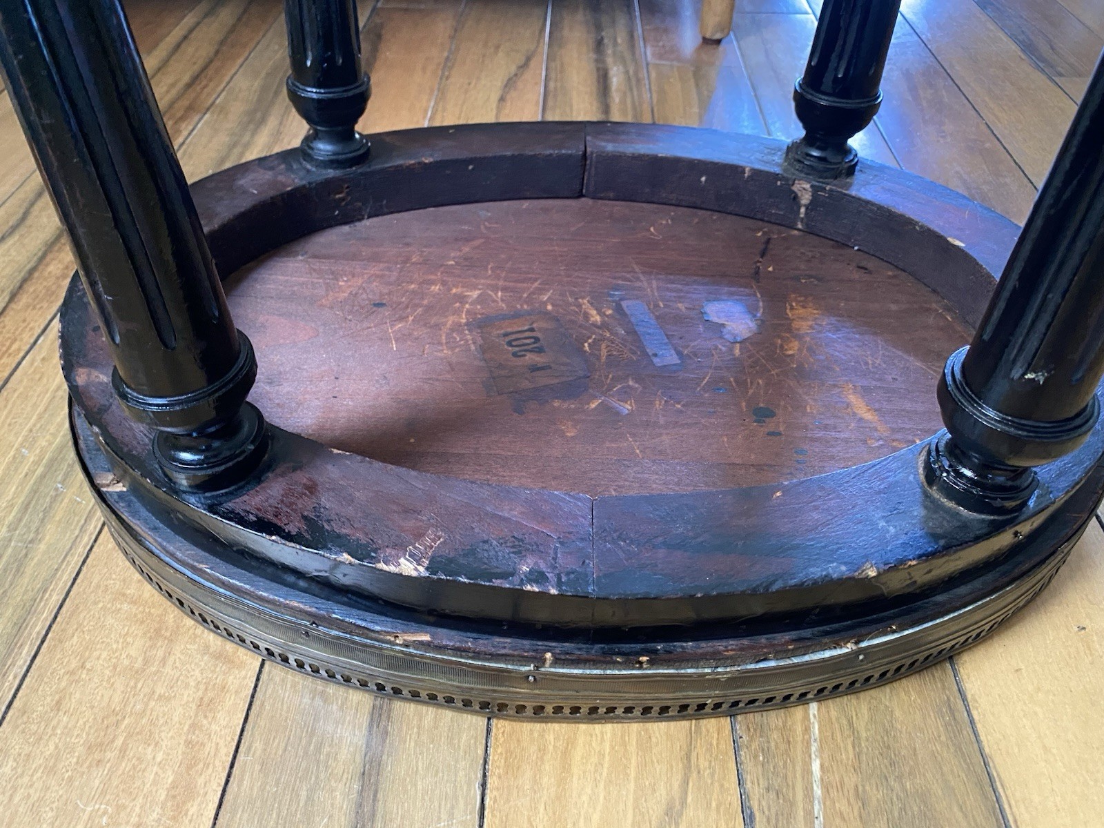 FRENCH Louis XVI Style Small Bouillotte Marble Top And Brass Edge Side Table