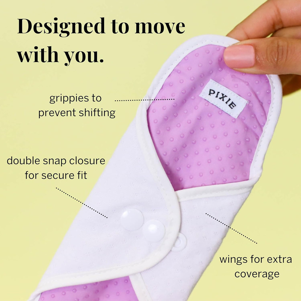 Pixie Organic Cotton Cloth Menstrual Pads - Reusable Regular Absorbency 5 Pack -