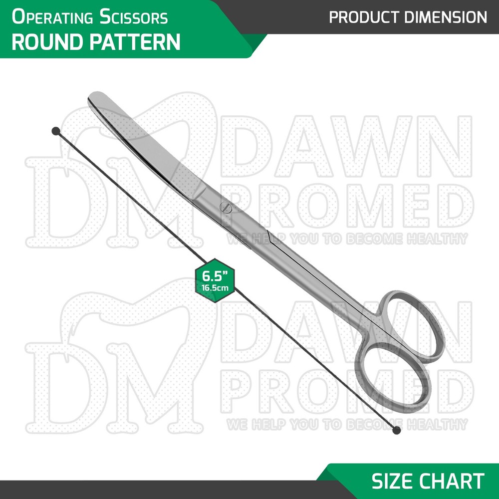 3 Pcs Operating Scissors 6.5" Curved Blunt Blunt Round Pattern Surgical Set