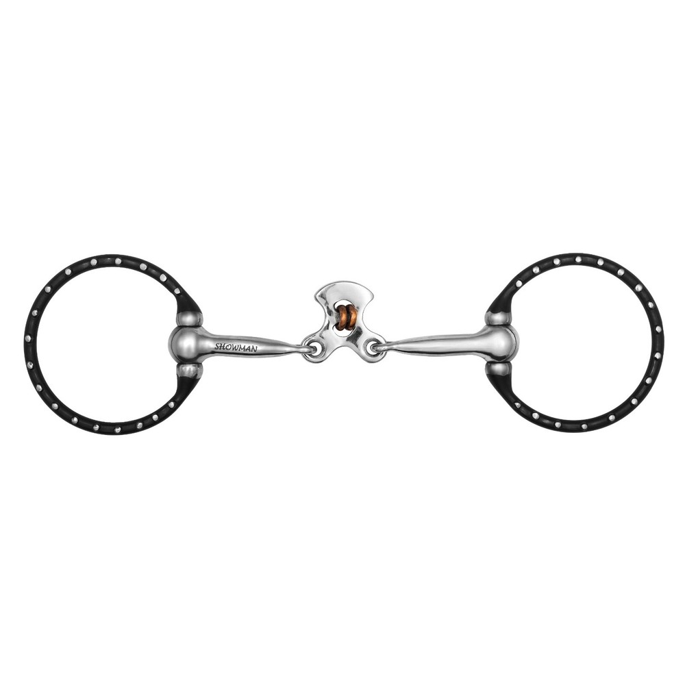 SNAFFLE BIT D-Ring Silver Dotted Double Copper Roller Horse Bit