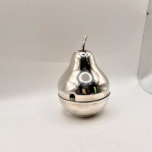 De Uberti Pear Lidded Silverplate Condiment Dish Server 6" VTG 1960s MCM