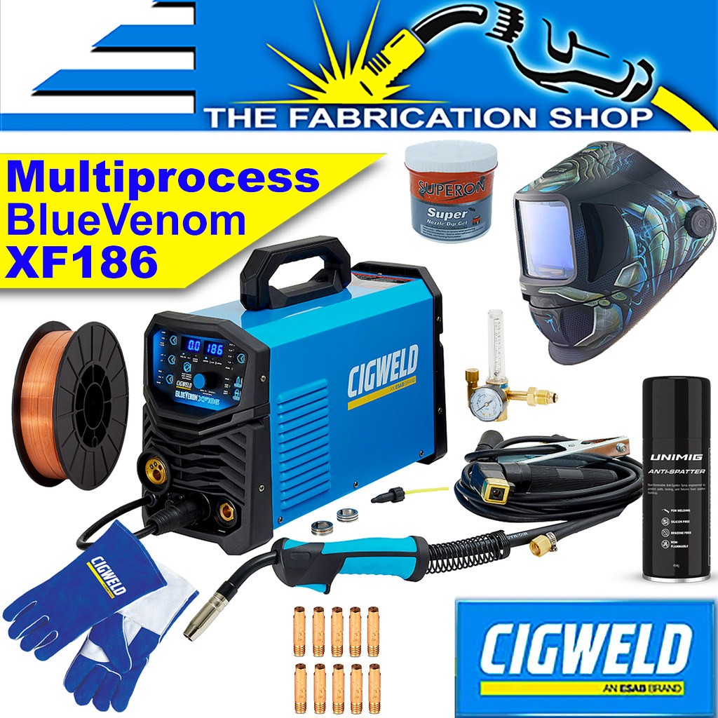 Cigweld Blue Venom XF186 Multi Welder Bundle + Helmet + Wire + Gloves W1400186