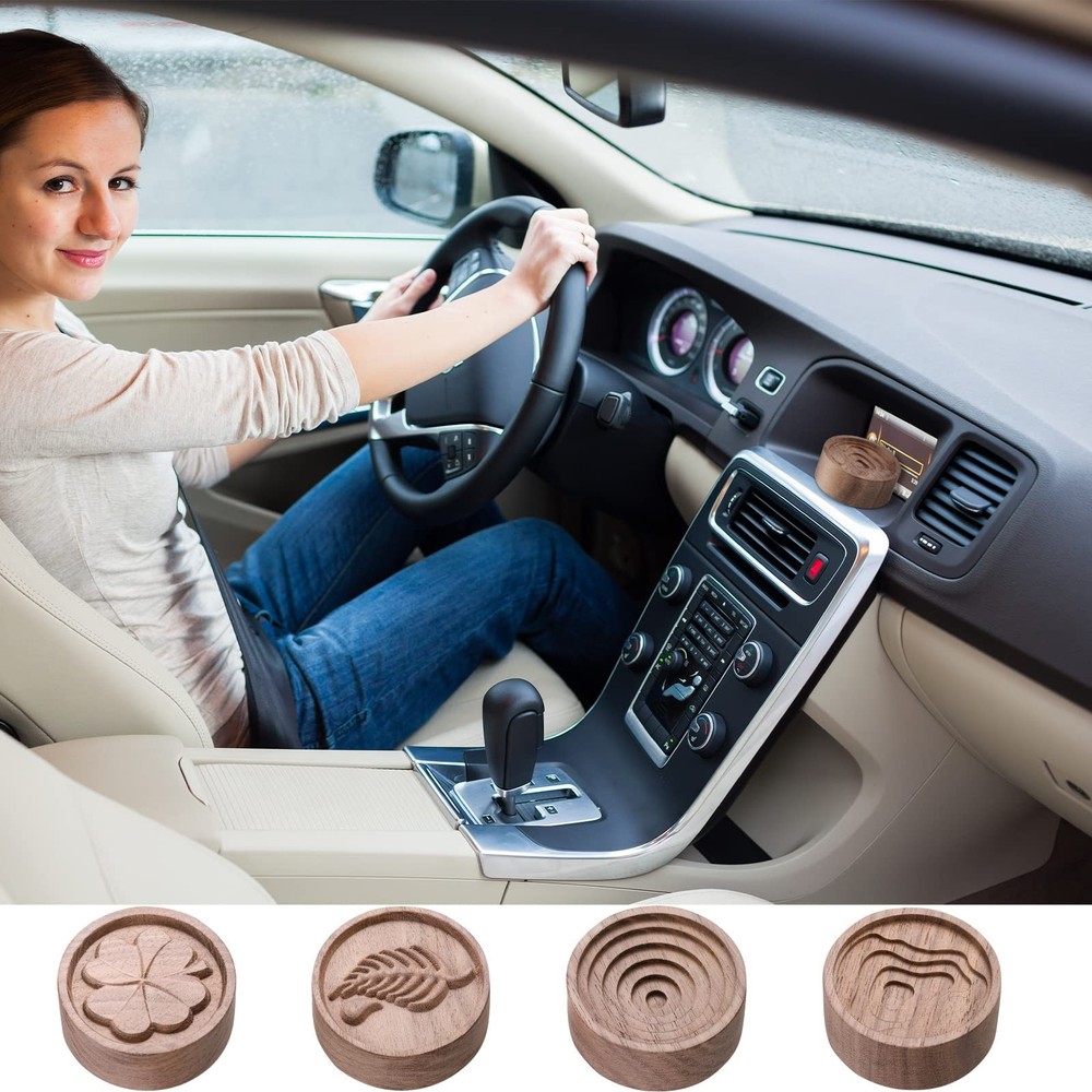 Zhehao 4 Packs Wood Essential Oil Diffuser Small Passive Diffusers Brown