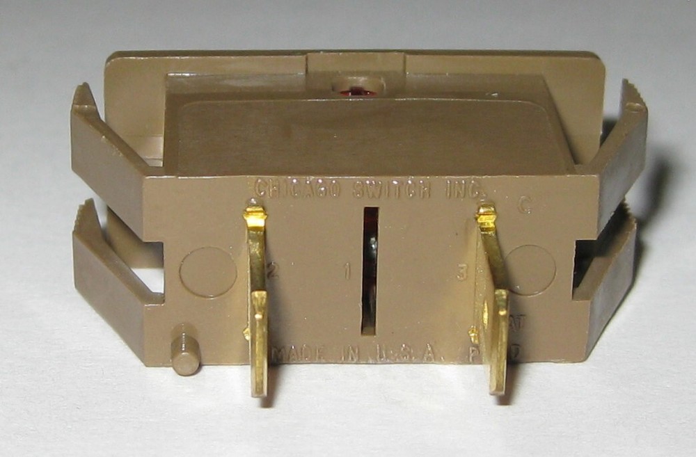 Red Rectangular Panel Mount Indicator Light - 14V - 0.25" Terminals - Chicago