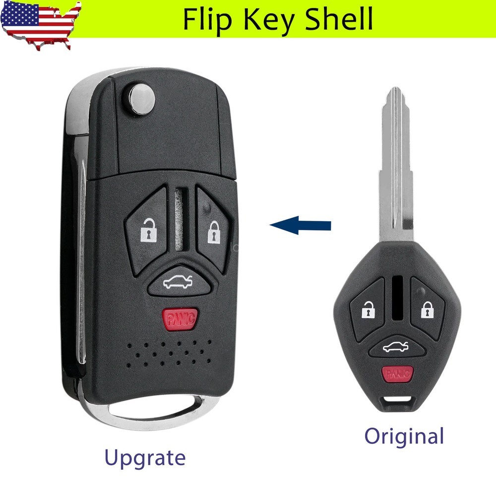 Replacement for 2007 - 2012 Mitsubishi Eclipse Galant Lancer Flip Key Fob Shell