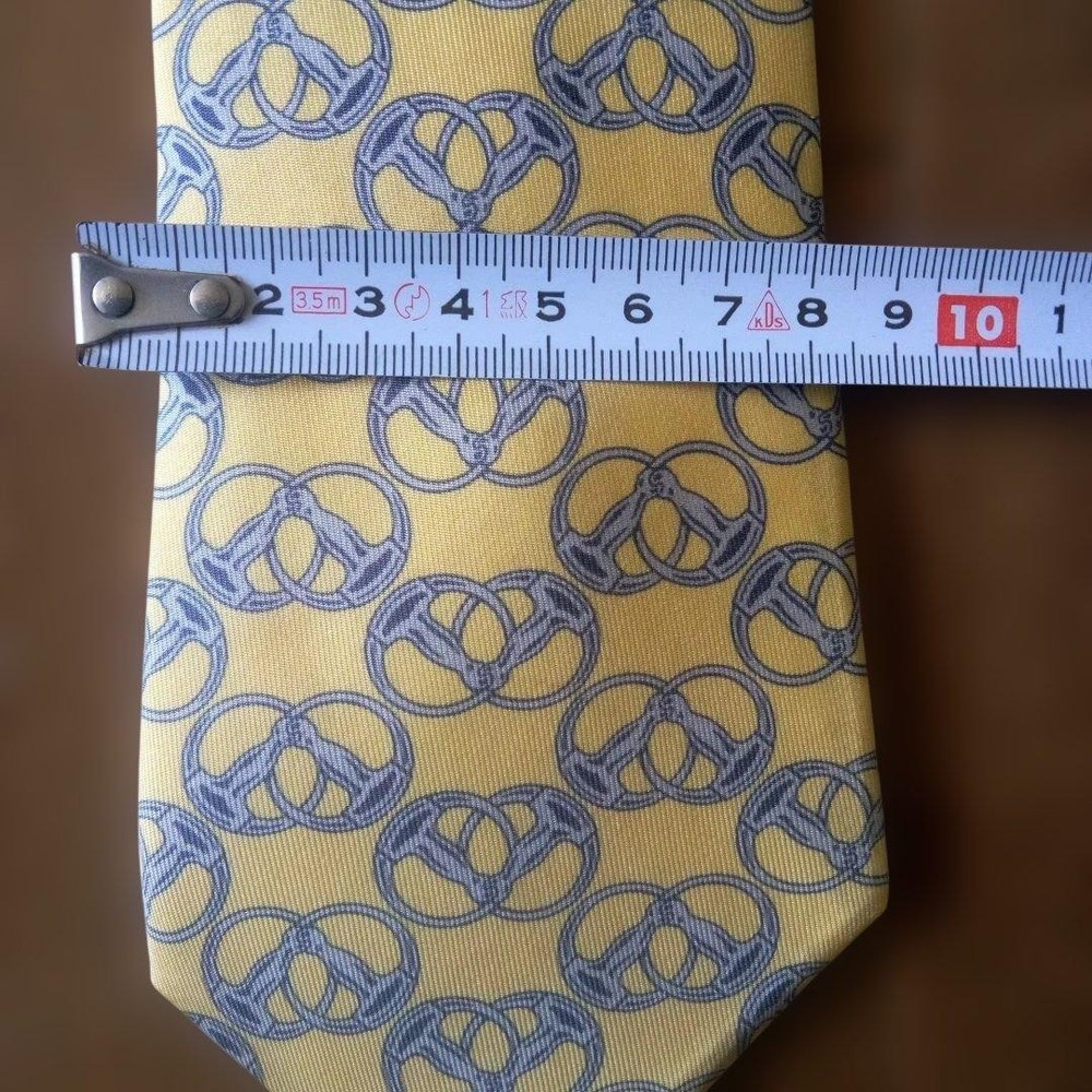 Hermes Pretzel Pattern Tie Yellow