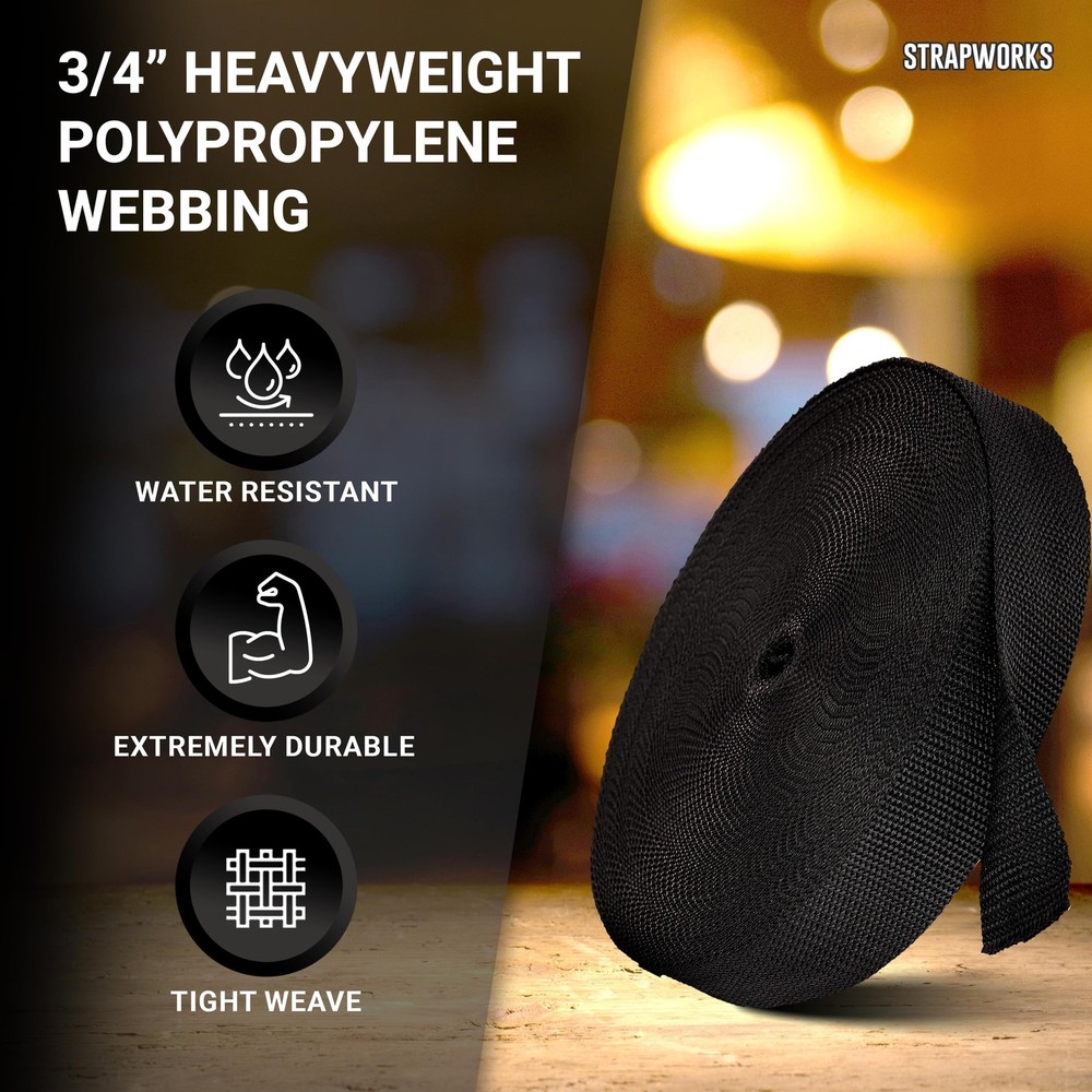 Strapworks Heavyweight Polypropylene Webbing - Heavy Duty Poly Strapping