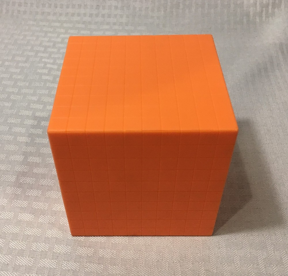 MATH MANIPULATIVES / BASE 10 COUNTING BLOCKS / 1 CUBE - 7 FLATS / ORANGE PLASTIC