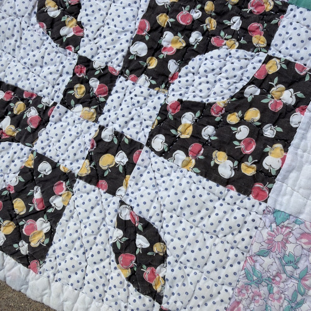 VTG Small Patchwork Cotton Quilt 74" X 58"