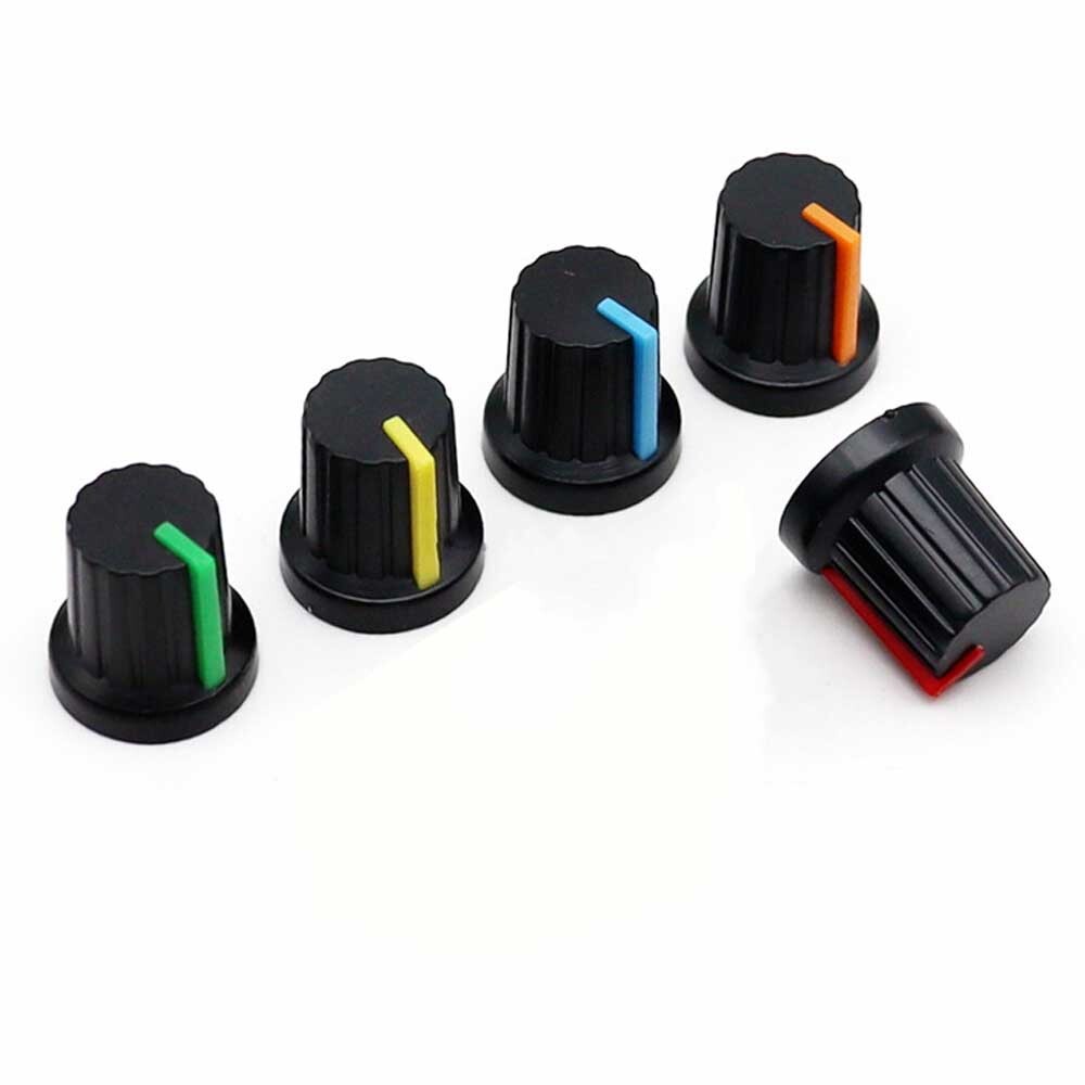 40Pcs 6mm Shaft Hole Dia Plastic Threaded Knurled Potentiometer Knobs Cap 15*15